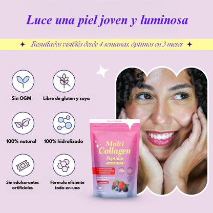 Merraci™ Colágeno – 5 Tipos + Enzimas, Sin Azúcares Artificiales