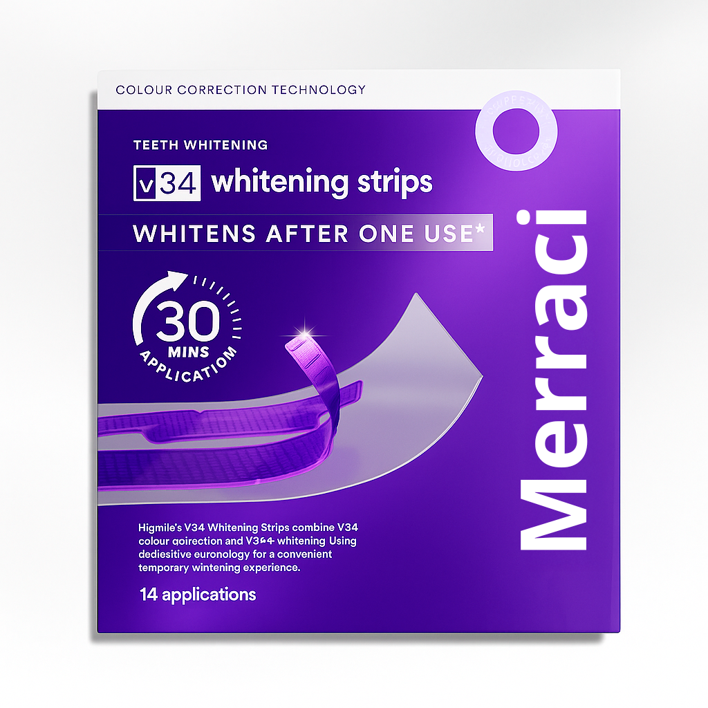 Merraci™ V34 Bandas Blanqueadoras – Blanqueamiento de Color Dental