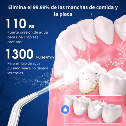 Merraci™ Irrigador Dental Portátil con Luz Blanqueadora y Tanque de 300 ml,
