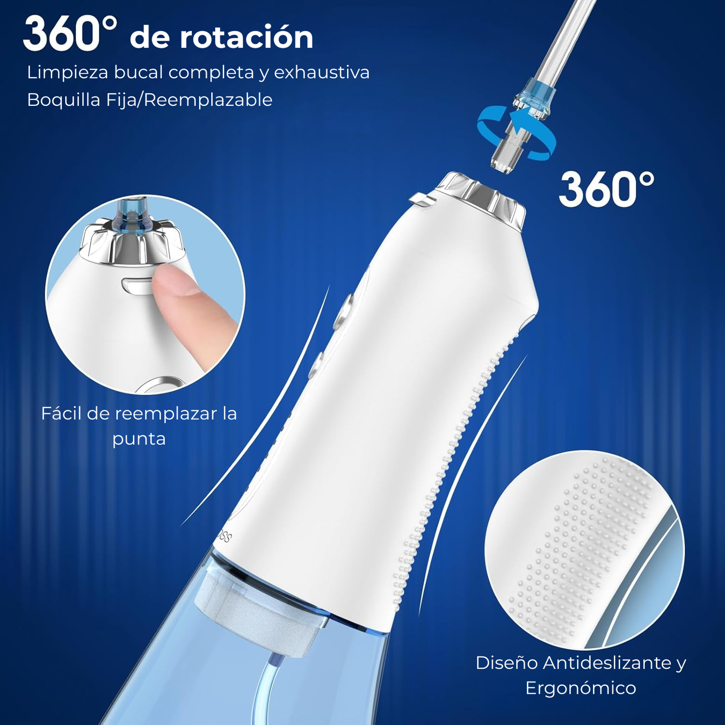 Merraci™ Irrigador Dental Portátil con Luz Blanqueadora y Tanque de 300 ml,