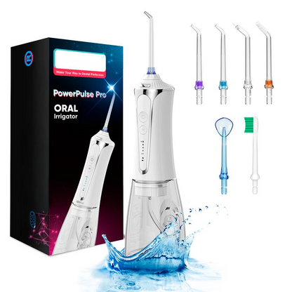 Merraci™ Irrigador Dental Portátil con Luz Blanqueadora y Tanque de 300 ml,